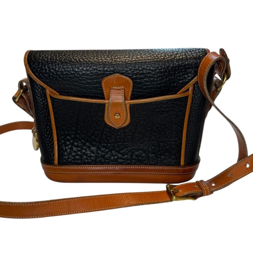 Dooney & Bourke Pebble Leather Black Tan Adjustable Shoulder Strap Crossbody Bag - Picture 2 of 11